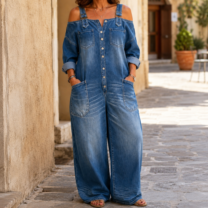 Sophia | Off Shoulder Denim Jumpsuit