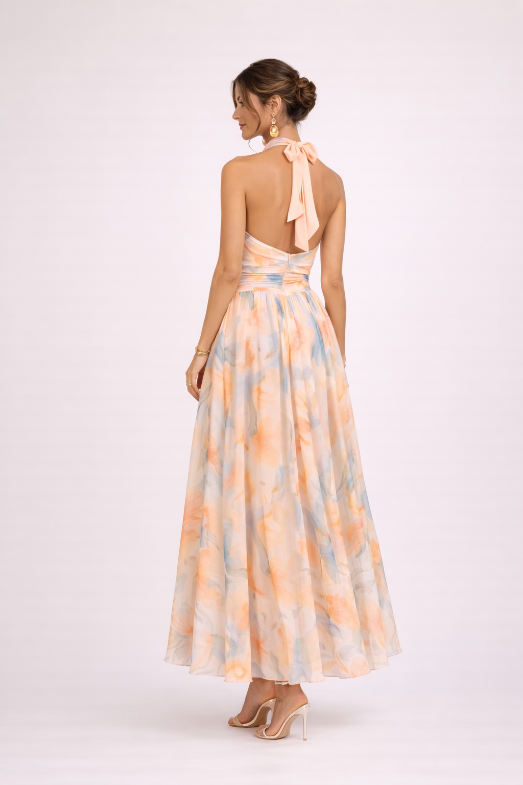 CAMILLE – Watercolor Halter Dress