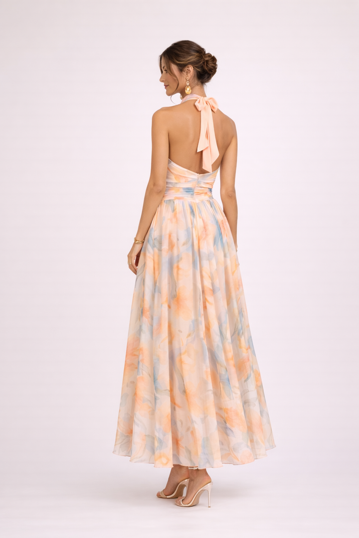 CAMILLE – Watercolor Halter Dress