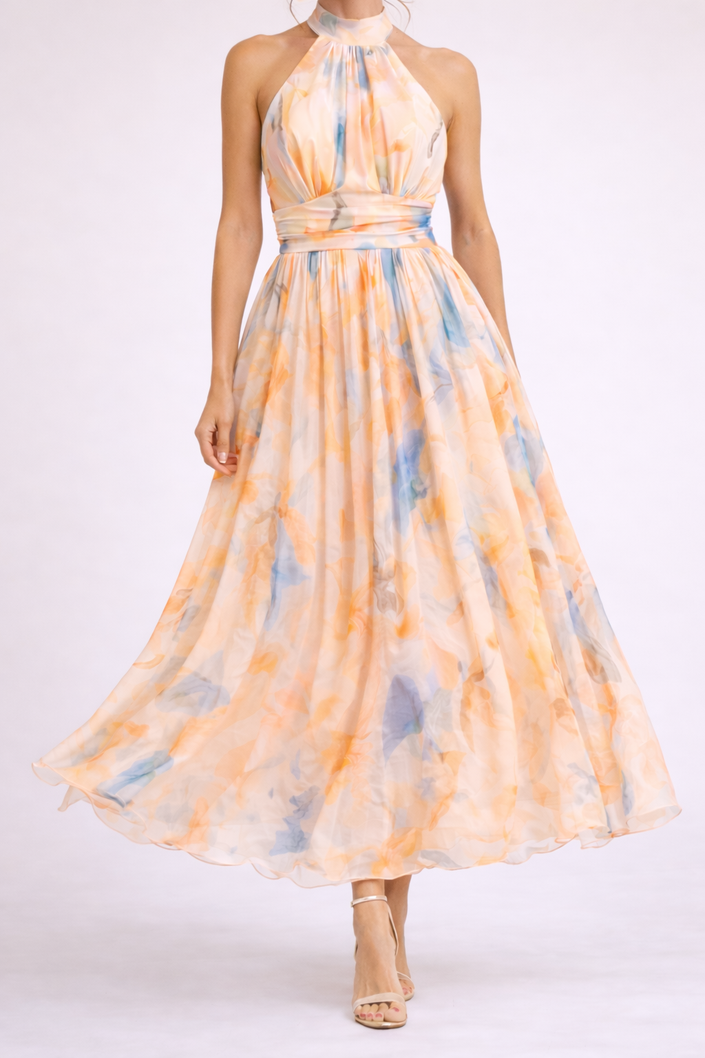 CAMILLE – Watercolor Halter Dress